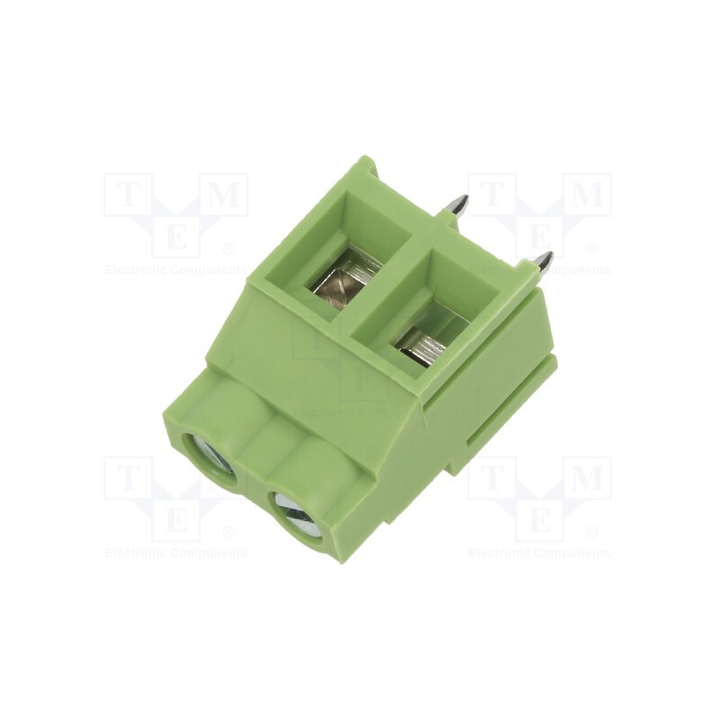 20 pcs : XY636-2P 7.62MM GREEN - PCB terminal block, angled 90°, 7.62mm, ways: 2, on PCBs, terminal