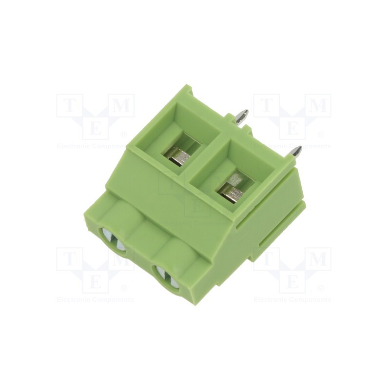 20 pcs : XY636-2P 9.52MM GREEN - PCB terminal block, angled 90°, 9.52mm, ways: 2, on PCBs, terminal