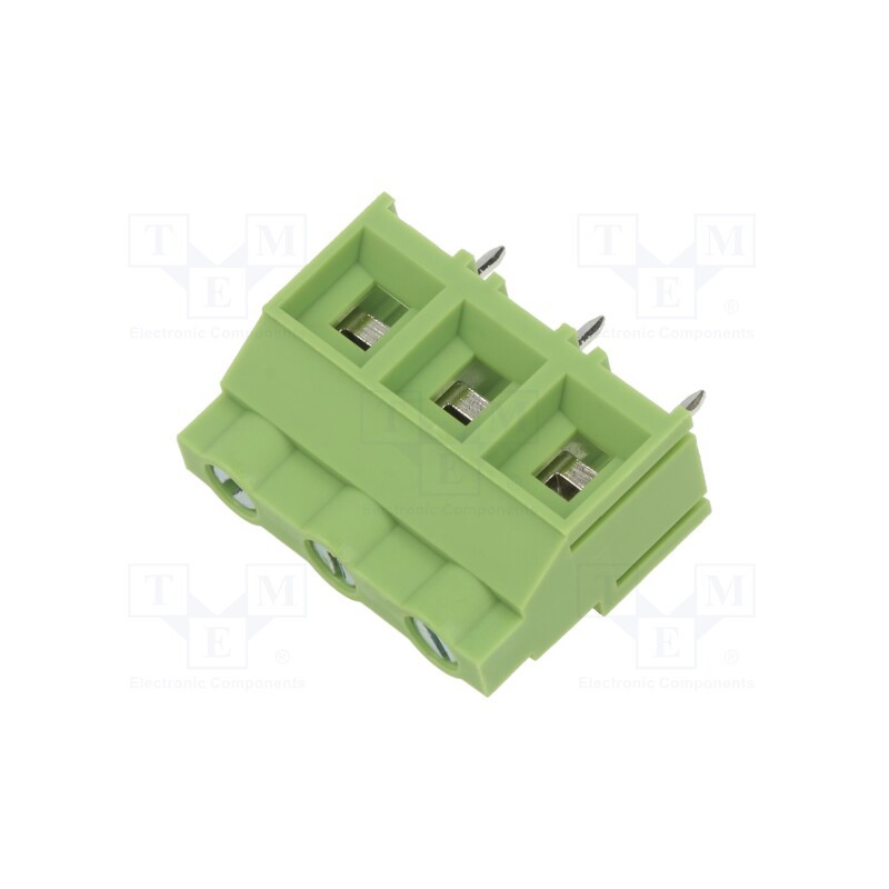 10 pcs : XY636-3P 9.52MM GREEN - PCB terminal block, angled 90°, 9.52mm, ways: 3, on PCBs, terminal