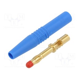 10 pcs : 22.2663-23 - Plug, 4mm banana, 32A, 1kV, blue, insulated, 2.5mm2, gold-plated