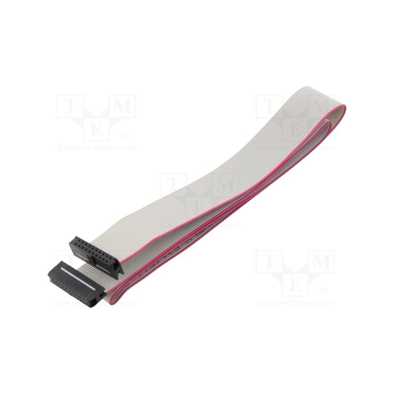 10 pcs : DS1052-01-202B2NA206001 - Ribbon cable with IDC connectors, Cable ph: 1mm, 0.6m, 20x28AWG