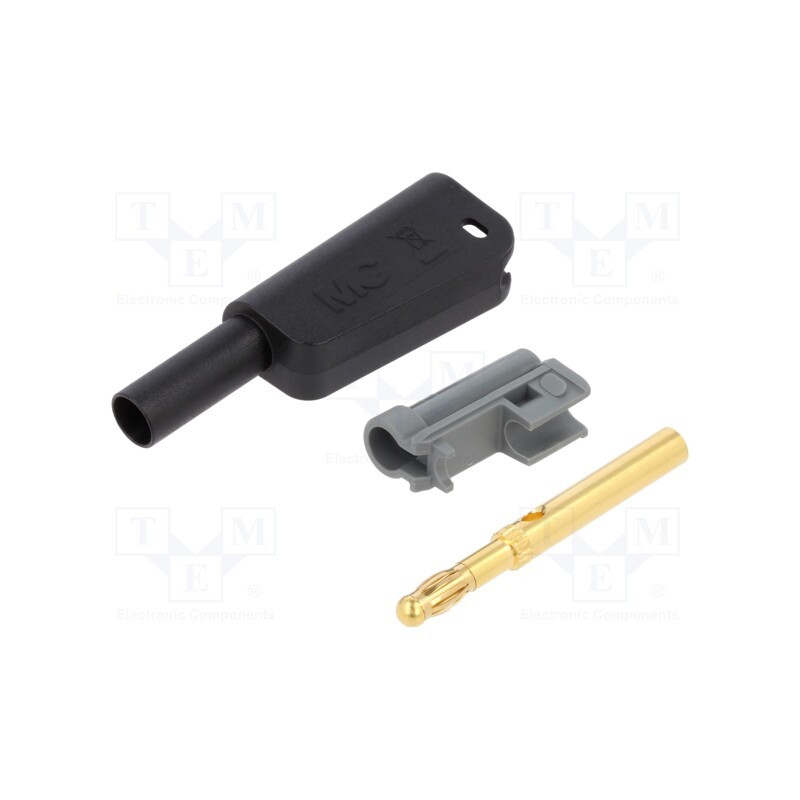 10 pcs : 66.2023-21 - 4mm banana, 32A, 1kV, black, insulated,with 4mm axial socket