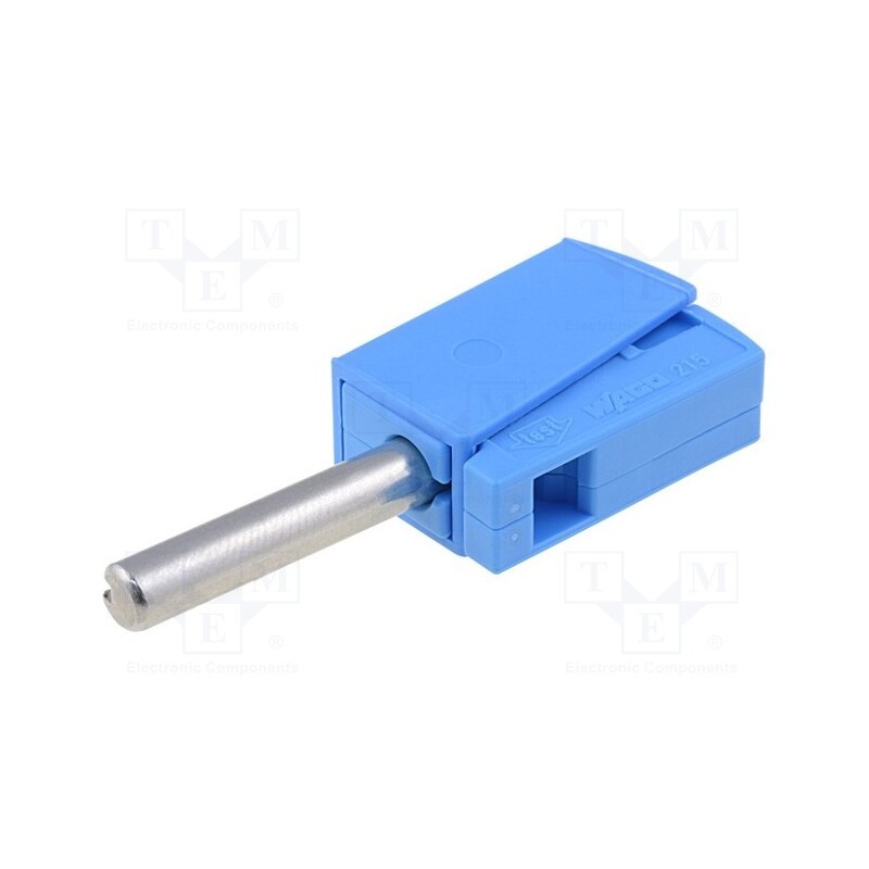 10 pcs : 215-711 - Plug, 4mm banana, 20A, 42V, blue, non-insulated, 40mm