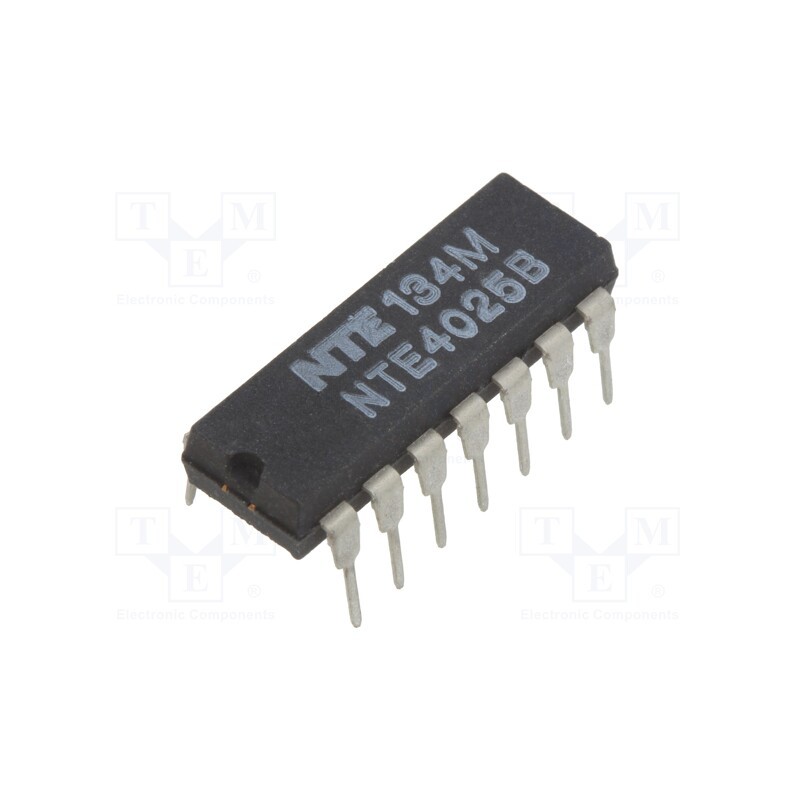10 pcs : NTE4025B - IC: digital, NOR, Ch: 3, IN: 3, CMOS, THT, DIP14, 3÷18VDC, -55÷125°C