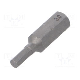 10 pcs : 1705 - Screwdriver bit, hex key, HEX 3mm, Overall len: 25mm, STANDARD