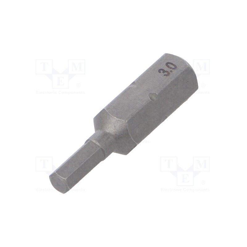 10 pcs : 1705 - Screwdriver bit, hex key, HEX 3mm, Overall len: 25mm, STANDARD