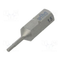 10 pcs : 4011 - Screwdriver bit, hex key, HEX 1,5mm, Overall len: 25mm, STANDARD