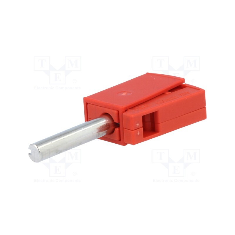 10 pcs : 215-212 - Plug, 4mm banana, 20A, 42V, red, non-insulated, 40mm