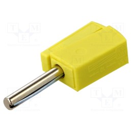 10 pcs : 215-511 - Plug, 4mm banana, 20A, 42V, yellow, non-insulated, 40mm