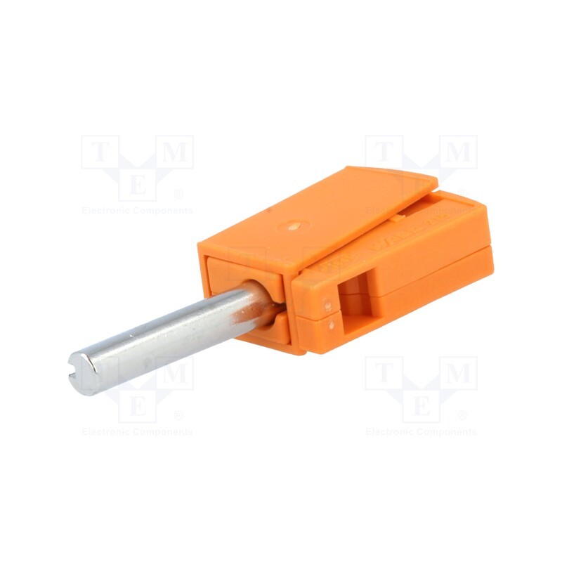10 pcs : 215-211 - Plug, 4mm banana, 20A, 42V, orange, non-insulated, 40mm
