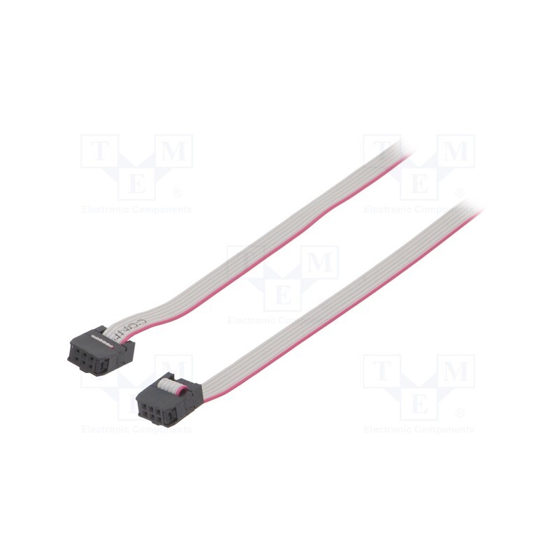 10 pcs : DS1052-062B2MA206001 - Ribbon cable with IDC connectors, Cable ph: 1.27mm, 0.6m