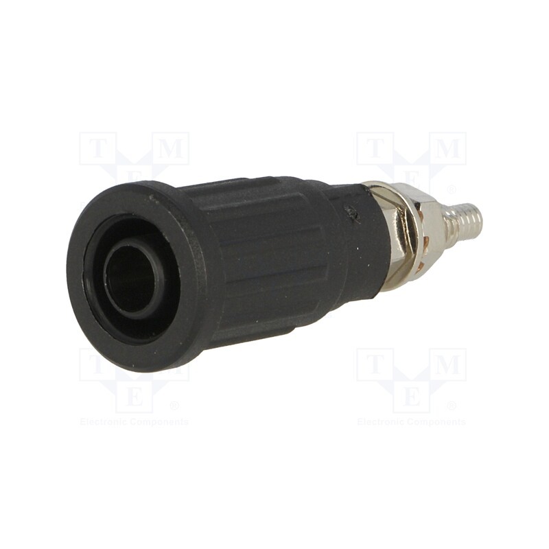 10 pcs : SEPB 6447 NI / SW - Socket, 4mm banana, 32A, 1kV, black, nickel plated, 40mm, 5mΩ