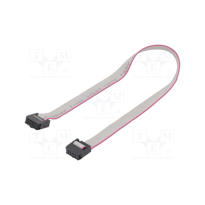 10 pcs : DS1052-082B2MA203001 - Ribbon cable with IDC connectors, Cable ph: 1.27mm, 0.3m