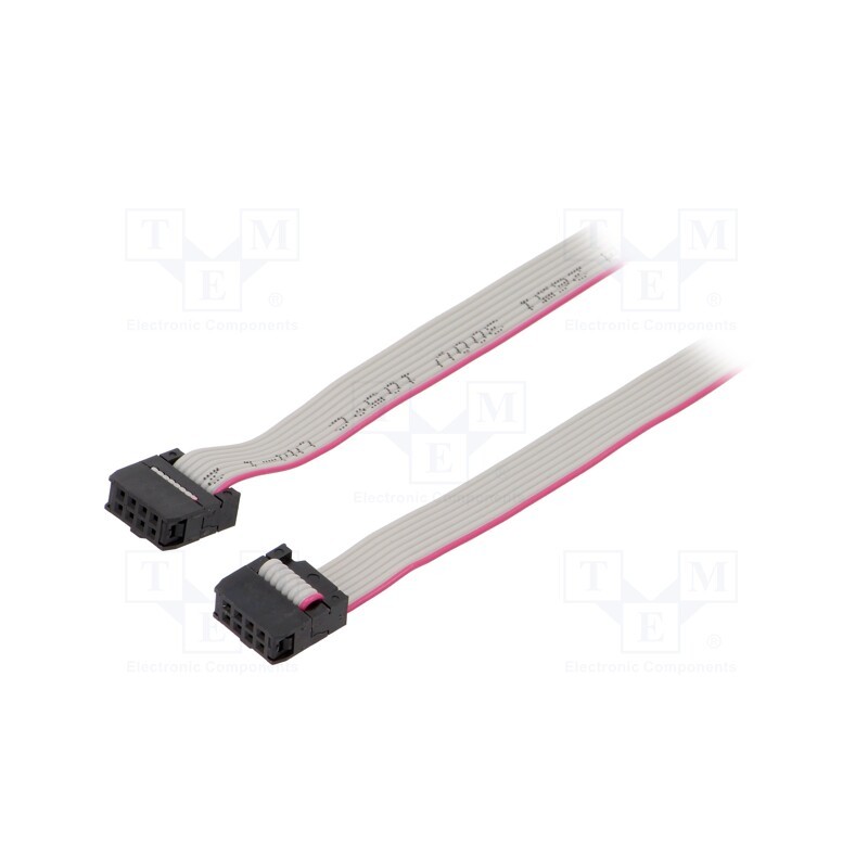 10 pcs : DS1052-082B2MA206001 - Ribbon cable with IDC connectors, Cable ph: 1.27mm, 0.6m