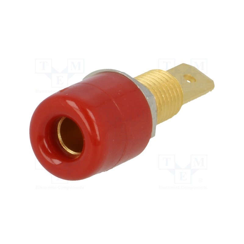 10 pcs : IBU 5568 AU / RT - Socket, 4mm banana, 32A, 33VAC, 70VDC, red, gold-plated, on panel
