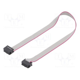10 pcs : DS1052-082B2NA203001 - Ribbon cable with IDC connectors, Cable ph: 1.27mm, 0.3m