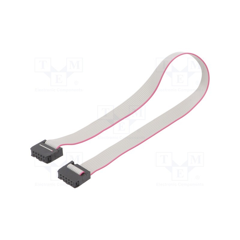 10 pcs : DS1052-102B2MA203001 - Ribbon cable with IDC connectors, Cable ph: 1.27mm, 0.3m