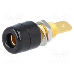 10 pcs : IBU 5568 AU / SW - Socket, 4mm banana, 32A, 33VAC, 70VDC, black, gold-plated, on panel