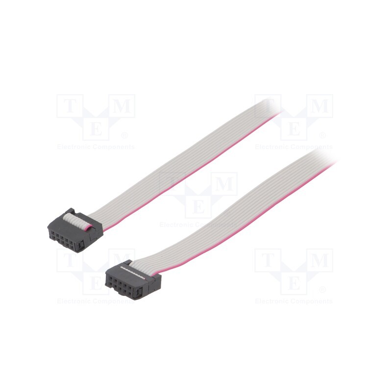 10 pcs : DS1052-102B2MA206001 - Ribbon cable with IDC connectors, Cable ph: 1.27mm, 0.6m