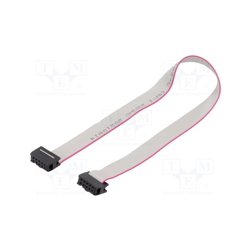 10 pcs : DS1052-102B2NA203001 - Ribbon cable with IDC connectors, Cable ph: 1.27mm, 0.3m