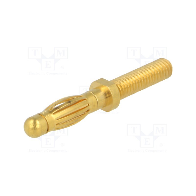 10 pcs : FK 1211 AU - Plug, 4mm banana, 32A, 60VDC, 35mm, gold-plated, on panel,screw
