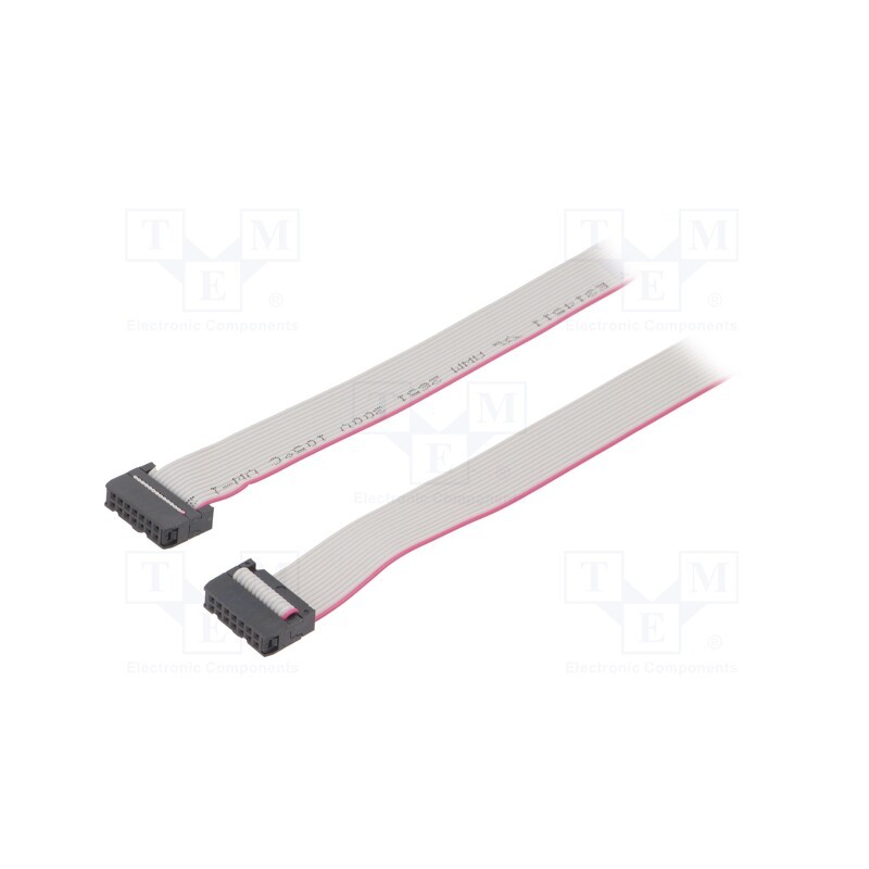 10 pcs : DS1052-142B2MA206001 - Ribbon cable with IDC connectors, Cable ph: 1.27mm, 0.6m