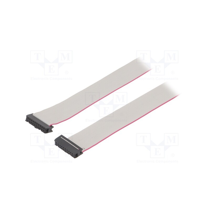 10 pcs : DS1052-202B2NA206001 - Ribbon cable with IDC connectors, Cable ph: 1.27mm, 0.6m