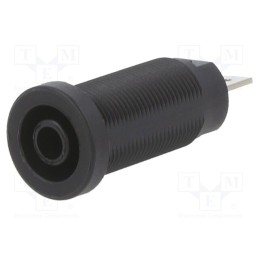 10 pcs : 66.9665-21 - Socket, 4mm banana, 24A, 1kV, black, nickel plated, on panel