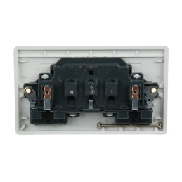1 pcs - MK Electric White 2 Gang Plug Socket, 2 Poles, 13A, Type G - British, Indoor Use
