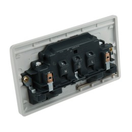 1 pcs - MK Electric White 2 Gang Plug Socket, 2 Poles, 13A, Type G - British, Indoor Use