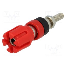 10 pcs : - Socket, 4mm banana, 30A, 60VDC, 59mm, red, nickel plated, -20÷80°C