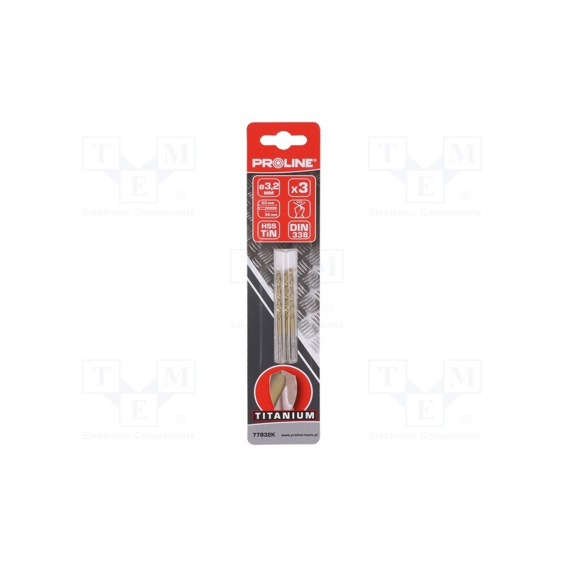 10 set : 77832K - Drill bit, for metal, Ø: 3.2mm, 3pcs, Features: grind blade