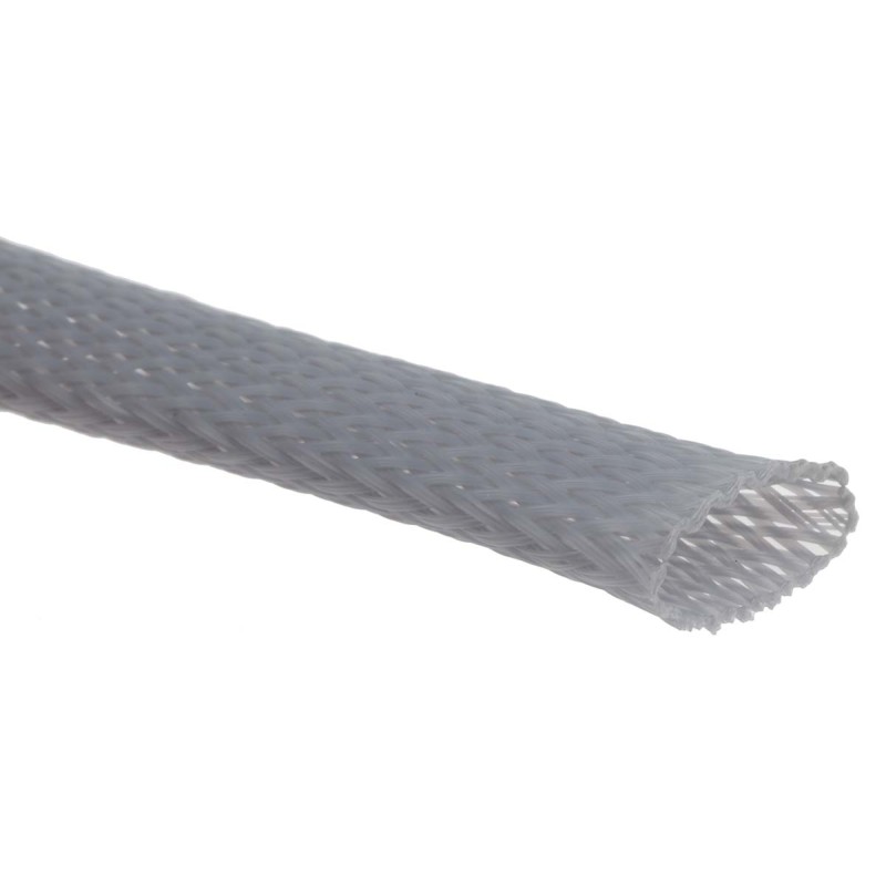1 Bag of 5 M - RS PRO Expandable Braided PET Grey Cable Sleeve, 15mm Diameter, 5m Length