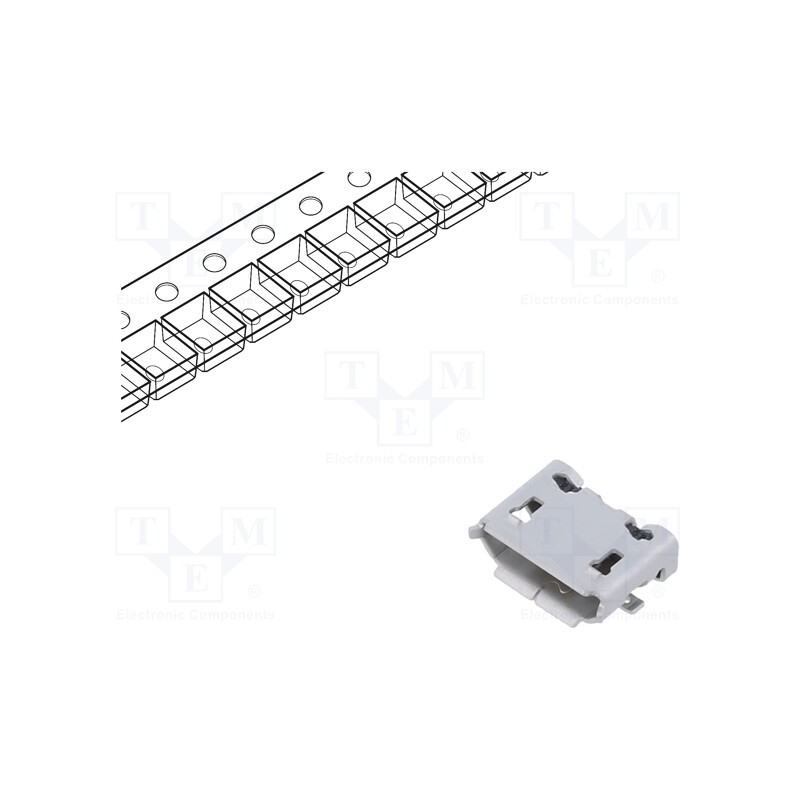 10 pcs : ZX62-B-5PA(33) - Socket, USB B micro, ZX, on PCBs, SMT, PIN: 5, horizontal, USB 2.0
