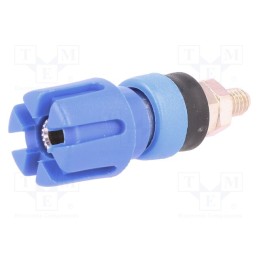 10 pcs : - Socket, 4mm banana, 30A, 60VDC, 48mm, blue, nickel plated, -20÷80°C