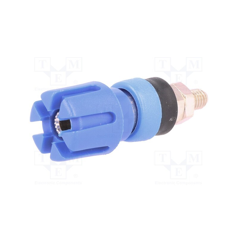 10 pcs : - Socket, 4mm banana, 30A, 60VDC, 48mm, blue, nickel plated, -20÷80°C