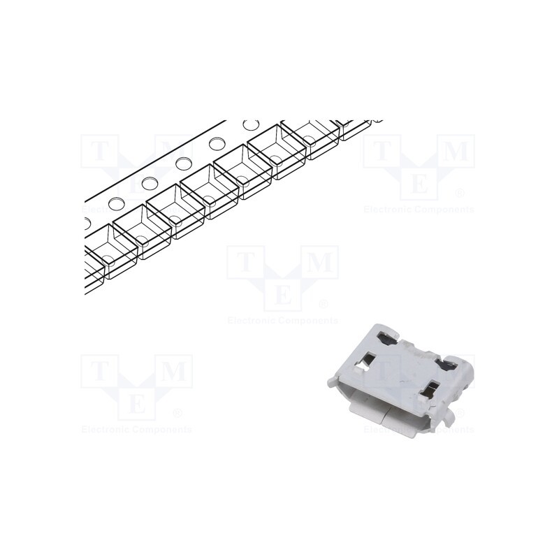 10 pcs : ZX62D-B-5PA8(30) - Socket, USB B micro, ZX, on PCBs, SMT, PIN: 5, horizontal, USB 2.0