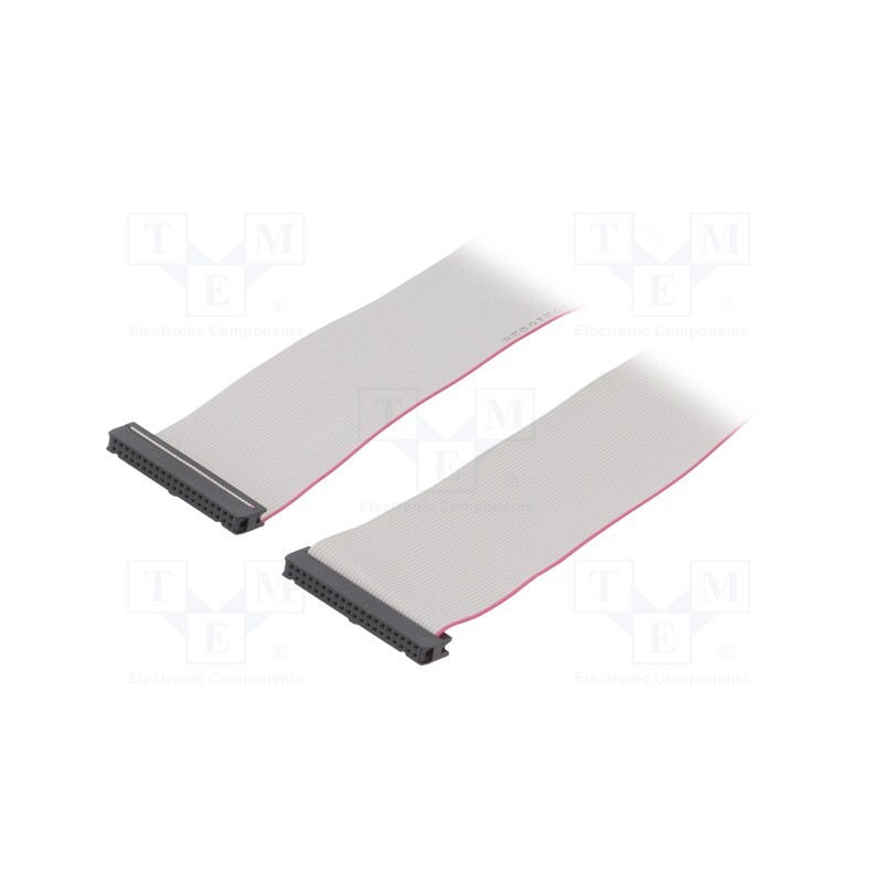 10 pcs : DS1052-402B2NA206001 - Ribbon cable with IDC connectors, Cable ph: 1.27mm, 0.6m