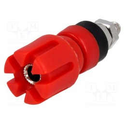 10 pcs : - Socket, 4mm banana, 30A, 60VDC, 48mm, red, nickel plated, -20÷80°C