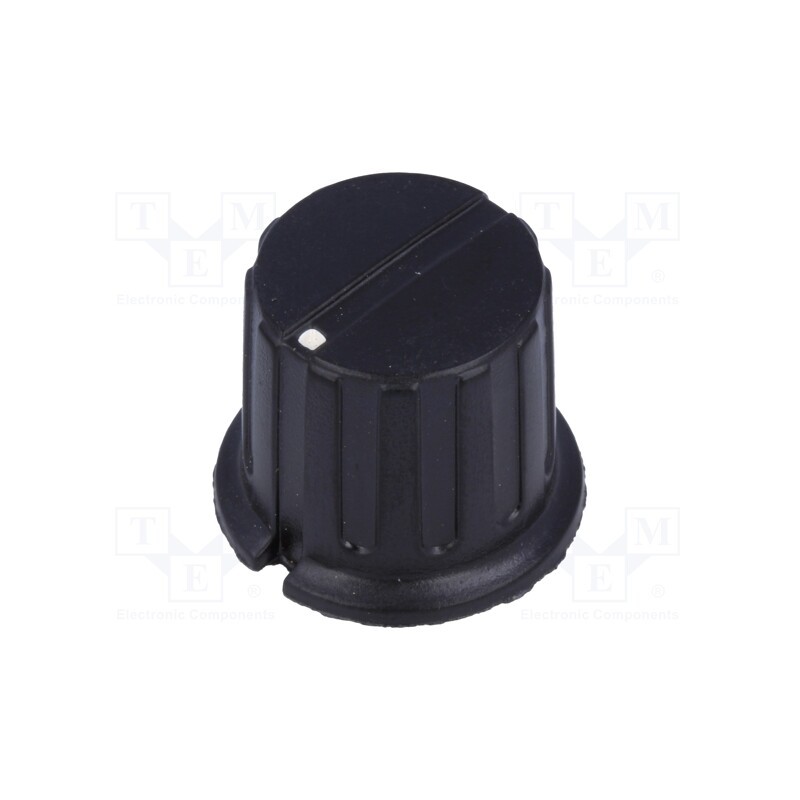 10 pcs : GWB19BK - Knob, with flange, bakelite, Øshaft: 6.35mm, Ø19.5x20mm, black