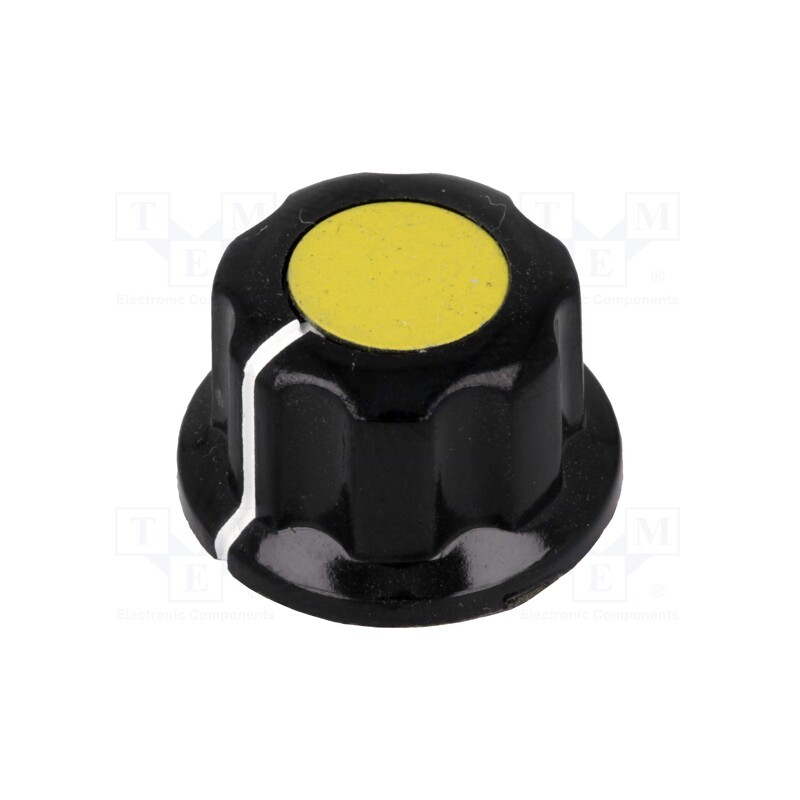 10 pcs : G19-YL - Knob, with flange, bakelite, Øshaft: 6.35mm, Ø16.5x11mm, yellow