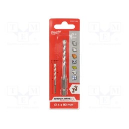 10 pcs : 4932471092 - Drill bit, Ø: 4mm, L: 45mm, tungsten carbide, universal