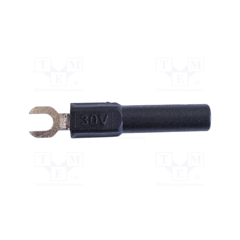 10 pcs : BU-30211-0 - Fork terminals, banana 4mm plug,fork terminal, 60VDC, 36A, black