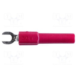10 pcs : BU-30211A-2 - Fork terminals, banana 4mm plug,fork terminal, 60VDC, 36A, red
