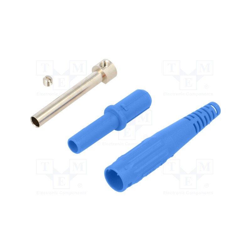 10 pcs : 66.9155-23 - Socket, 4mm banana, 32A, 1kV, blue, on cable, insulated, 2.5mm2