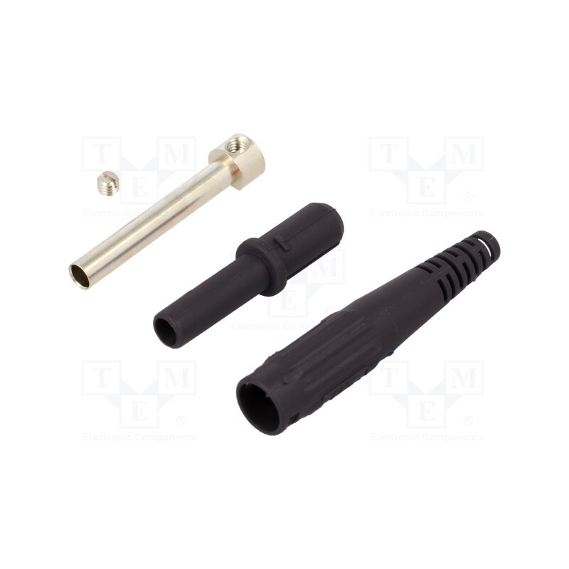 10 pcs : 66.9155-21 - Socket, 4mm banana, 32A, 1kV, black, on cable, insulated, 2.5mm2