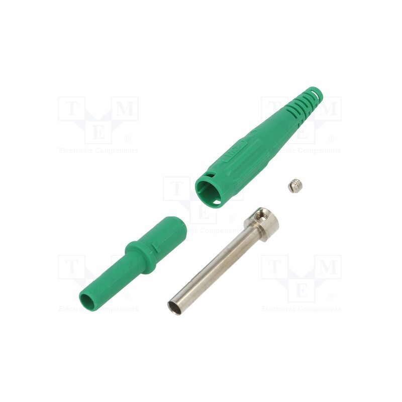 10 pcs : 66.9155-25 - Socket, 4mm banana, 32A, 1kV, green, on cable, insulated, 2.5mm2