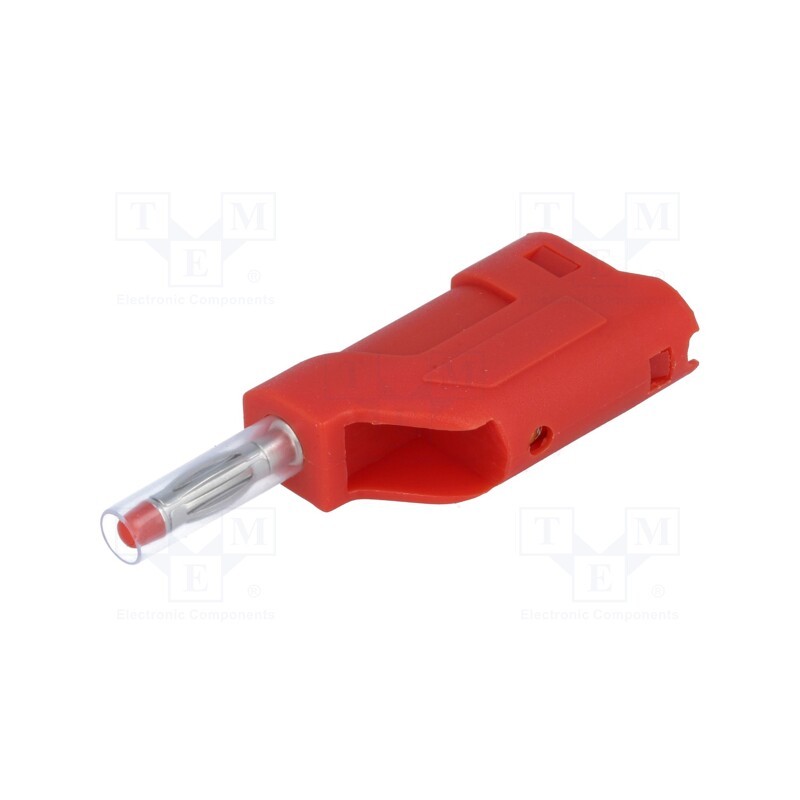 10 pcs : R8-104-RED - Plug, 4mm banana, 10A, 60VDC, red, 58.5mm, on cable