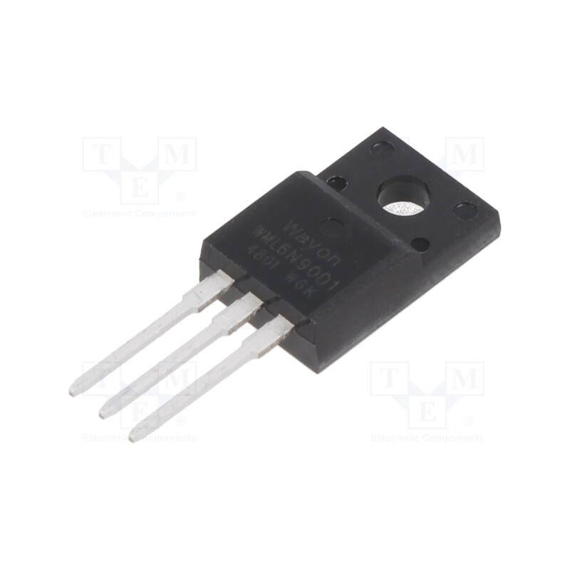 10 pcs : WML6N90D1 - Transistor: N-MOSFET, WMOS™ D1, unipolar, 900V, 6A, Idm: 24A, 50W