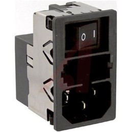1 pcs - Schurter 10A, 125 V ac, 250 V ac Male Snap-In Filtered IEC Connector 2 Pole KMF1.1291.11, Quick Connect 1 Fuse